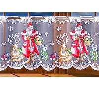 Christmas Santa Claus Hand-Painted Jacquard Cafe Net Curtain Sold By The Metres Window Decoration (Multicoloured Christmas Santa Claus, Length50 cm, 20 in)