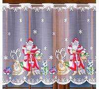 Christmas Santa Claus Hand-Painted Jacquard Cafe Net Curtain Sold By The Metres Window Decoration (Multicoloured Christmas Santa Claus, Length 70 cm, 28 in)