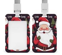 Christmas Santa Claus Id Badge Holder,Name Tag Holder with Detachable Lanyard,Waterproof Design Id Card Holder for Office, Workplace