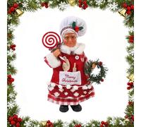 Christmas Santa Claus Ornament 30cm Realistic Traditional Santa Claus Figure Xmas Decor Realistic Standing Chef Doll for Christmas Window Table Home Gift Decorations (Wife)