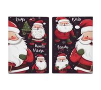 Christmas Santa Claus Passport Holder Ultra Slim PU Leather Travel Document Organizer Compact Premium International US Passport Protector Cover for Women Men