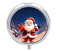 Christmas Santa Claus Pill Box, 3 Compartment Small Pill Case Waterproof Travel Pill Organizer for Pocket Or Purse Portable Mini Medicine Tablet Vitamin Holder Pill Case