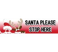 Christmas Santa Claus Please Stop Here V004 Self Adhesive Gloss Vinyl Sticker for Letterbox Door Window 300mm Wide x 80mm Deep