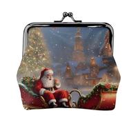 Christmas Santa Claus Print Exquisite Versatile Kiss Lock Coin Purse Cute Small Zipper Wallet for Coins Cards