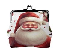 Christmas Santa Claus - Print Women's Compact Coin Purse with Lock Waterproof for Travel Gifts
