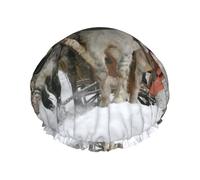 Christmas Santa Claus Printed Double-Layer Shower Cap, Reusable Shower Cap, Suitable For Various Hair Lengths