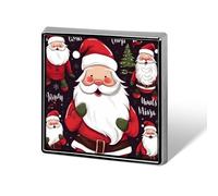 Christmas Santa Claus Printed Square Badge Metal Button Badge Decorative Button Brooch Lapel Pins Bag Hat Accessories for Women Men Aluminum