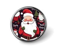 Christmas Santa Claus Round Badge Brooch Lightweight Lapel Tie Pins Unique Gifts Metal Brooch Badge For Hat Shirt Clothing Bags Decoration