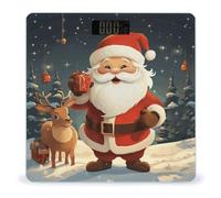Christmas Santa Claus Scale for Body Weight Safe Rounded Corners Tempered Glass Digital Bathroom Scale LED Display 400lb Capacity Weight Scales with High Precision Sensors