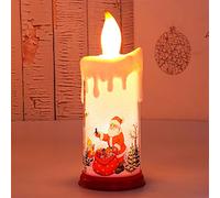 Christmas Santa Claus Scene LED Tea Lights - Flameless Electric Candles, Battery Operated, Long Lasting Warm Light - Ornament for Home, Fireplace, Tabletop, Party Decoration