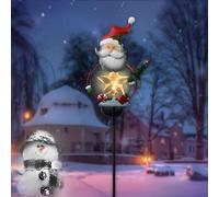 Christmas Santa Claus Solar Garden Stake Light with Metal Build and Warm Glow for Outdoor Pathway, Yard or Driveway Decor(Santa Claus)