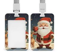 Christmas Santa Claus Vertical Badge Holders for Office, Retractable Badge Reel