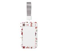 Christmas Santa Claus Vertical Id Card Badge Holder with Neck Strap, Printed Waterproof Name Card Holder for Work Office Nurse School