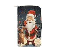 Christmas Santa Claus Wallet Multifunctional Leather Wallets for Men Compact Long Wallet Credit Card Holder Passport Bag