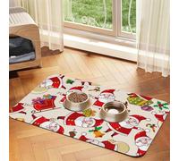 Christmas Santa Claus Xmas,Waterproof Pet Feeding Mat,PU Leather Placemats for Cat Dog Water Bowl,Food Mats,30x45cm