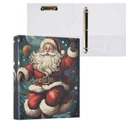 Christmas Santa Clause 3 Three Ring Binder Clipboard Binder with Pockets 1.5 Inch for School Office Teacher