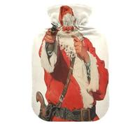 Christmas Santa Clause Gun hot Water Bottle with Soft Cover, 1L Warm Water Bottle for Bed for Arthritis,Arthritis,Bolsa de calor para Dolor Menstrual