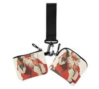 Christmas Santa Clause Gun Women's Card Cases Change Holder Compact Size Women Credit Card Case Coin Purse with Zipper Pocket for Daily Use 2 Pcs