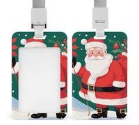 Christmas Santa Clauss Badge Holder with Lanyard - Waterproof Hard Plastic ID Card Holder Professional Name Tag Vertical ID Card Name Badge for Office Nurse Doctor Teacher