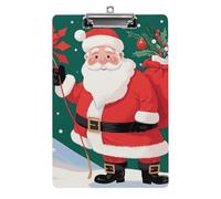 Christmas Santa Clauss Clipboard, A4 Acrylic Clipboard with Hanging Hole, Ultra-Light Clip Board - Holds 100 Sheets, Shatterproof Document Holder for Office, 12.5" X 8.5"