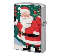 Christmas Santa Clauss Lighter Case Metal Protective Cover with Double-Sided Art Design, Cool Lighters Pouch Shockproof Lighter Cover for Men Women Gifts, Lighters Not Included
