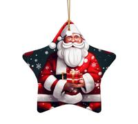 Christmas Santa Clauss Print Ceramic Star Heart Shaped Ornaments Christmas Tree Hanging Xmas Pendants Decor