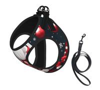 Christmas Santa Clauss Print Dog Harness Leash Set Reflective Pet Harness Puppy Vest Suitable Dogs Cats Small Breeds