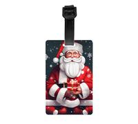 Christmas Santa Clauss Print Luggage Tags for Suitcases Labels Set Waterproof Easy-to-Identify Travel Daily Use