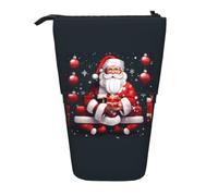 Christmas Santa Clauss Print Telescopic Pencil Case Adjustable Office Travel Organization Storage Supplies Bag