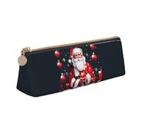 Christmas Santa Clauss Print Triangle Pencil Pens Case Large-Capacity Stationery Organizer Pouch Office Travel
