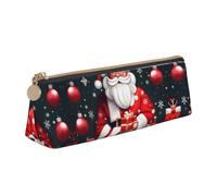 Christmas Santa Clauss Print Triangular Pencil Case Pouch Large-Capacity Stationery Organizer Office Accessory