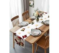 Christmas Santa Dwarf Snowflakes Bell Table Runner 108 Inches Long, Red White Green Washable Table Runners Heat-Insulation Kitchen Dining Table Decorations for Home Party Decor 13x108in