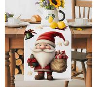Christmas Santa Dwarf Snowflakes Bell Table Runner 72 Inches Long, Red White Green Washable Table Runners Heat-Insulation Kitchen Dining Table Decorations for Home Party Decor 13x72in