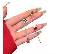 Christmas Santa Earrings for Women,Santa Claus Snowflake Threader Tassel Earrings,Cute 3D Red Green Christmas Tree Sock Crystal Rhinestone Dangle Drop Earring for Xmas Party Holiday Jewelry
