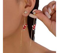 Christmas Santa Earrings for Women,Santa Claus Snowflake Threader Tassel Earrings,Cute 3D Red Green Christmas Tree Sock Chic Crystal Rhinestone Dangle Drop Earring for Xmas Party Holiday Jewelry