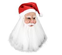 Christmas Santa Facepiece - Overhead Latex Maskz, Cosplay Costume Accessory, Full Beard with Red Hat | Adult Holiday Party, Festive Dress-Up, Xmass Celebration, Themed Event Costume, Seasonal Fun
