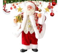 Christmas Santa Figurine - 3.94 inches Decoration Ornament for Holiday, Festive Santa Claus Statue with Instrument Detail, Charming Figurines for Table, Window, Shelf, Indoor, Garden