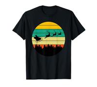 Christmas Santa Flying Vintage Christmas Sunset Retro 70s T-Shirt