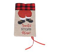 Christmas Santa Grid Wine Cloth Bags, Reusable Xmas Wine Bottle Cover Bag Sleeve, for Christmas New Year Wedding Holiday Parties Engaged Decorations Gifts (Red and Black Check)
