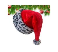 Christmas Santa Hat Double-Layer Stylish Soft Leopard-Print Plush Santa Hat for Photography Parade Cosplay Party B