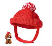 Christmas Santa Hat for Pets, Festive Dog & Cat Hat with Yarn Balls, Adjustable Holiday Headwear for Puppy Kitten Christmas Photos & Parties