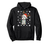 Christmas Santa Hat Reindeer Alaskan Malamute Lovers Xmas Pullover Hoodie