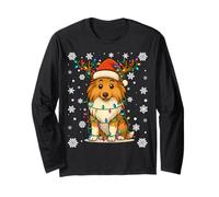 Christmas Santa Hat Reindeer Rough Collie Lovers Xmas Long Sleeve T-Shirt