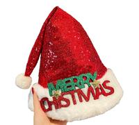 Christmas Santa Hat Thicken Plush And White Furry Brim For Christmas Parties Dress Up Cosplay Sequins Hats For Men