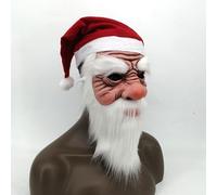 Christmas Santa Latex Head Cover With White Beard And Hat Perfect For The Festive Season Adult Halloween Masks(White C,40cm)