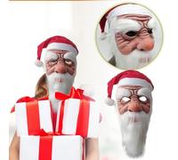 Christmas Santa Latex Head Cover With White Beard And Hat Perfect For The Festive Season Halloween Costumes Funny(d-White,40cm)