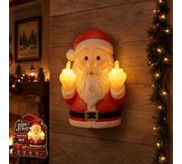 Christmas Santa Middle Finger Light Decor, Naughty Santa Figurine Light | Dual-Use Wall & Tabletop LED Warm Glow Novelty Christmas Lamp Decor for Shelf Mantel Indoor Holiday Party Gift (20*14cm)