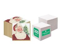 Christmas Santa Napkins 100pk & White Napkins 300pk Dual Pack Festive Bundle