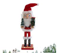 Christmas Santa Nutcracker - 27cm Desktop Nutcracker Wooden Santa | Seasonal Holiday Table Centerpiece for Study Room Office Hotel Entrance Home Display Cabinet