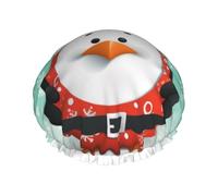 Christmas Santa Penguin Printed Double-Layer Waterproof Shower Cap - Reusable Spa & Face Mask Bathing Hat for Travel, Home Care & Beauty Routine